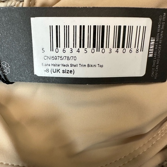 Beige Halter Bikini Top with Shell Detail - Picture 2 of 2